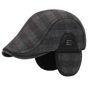 Men's Winter Warm Cotton Cap With Ear Flaps Duckbill Hat Keep Warm Windproof Outdoor Adult Hat Navy Blue - Product Image 3