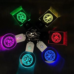 Porte-clés lumineux personnalisé avec logo, rechargeable par USB, 7 couleurs, hologramme 3D, laser, acrylique, LED, pour entreprise - Product Image 1