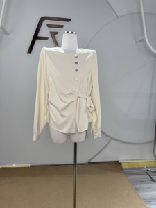 Camicetta in <span class=keywords><strong>Chiffon</strong></span> da <span class=keywords><strong>donna</strong></span> in stile francese diretta in fabbrica Top da <span class=keywords><strong>donna</strong></span> a maniche lunghe camicie estive Casual con Logo frontale - Product Image 3