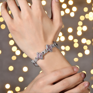 High Quality Unisex 21mm Gold Plated Brass AAAAA CZ Diamond <b>Infinity</b> Pink Gemstone Four Leaf Clover Cuban Link <b>Bracelet</b> FY Brand - Product Image 2
