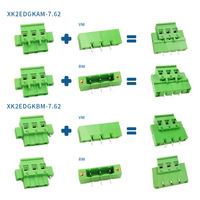 Terminal complet mâle et femelle à pas de 7,62 mm avec brides, type A/B vertical et connecteur PCB droit/à angle droit