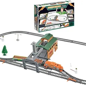 Tùy chỉnh Train toy Set dài khoảng 320cm Train toy khai thác gỗ nhà máy Train mô hình với ánh sáng cho trẻ em người lớn