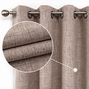 Bindi Full Blackout Modern Bead Rope <strong>Window</strong> Curtains Faux Linen Look Thermal Coating Insulated Grommet Drapes Fabric <strong>Panels</strong> - Product Image 4