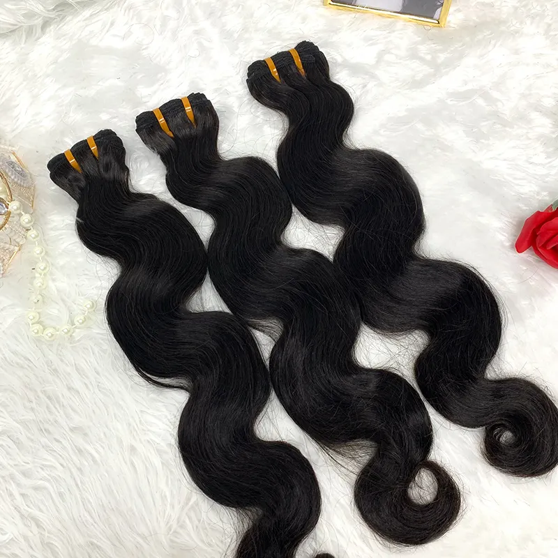 RSHOW Cheap Double Drawn Natural Straight Weft Remy Straight Human Hair Weaves Bundles