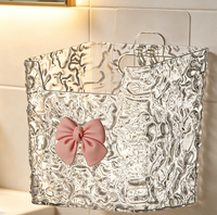 Boîte de rangement murale moderne transparente à motif glacier, robuste et étanche, sans perçage, pour outils cosmétiques