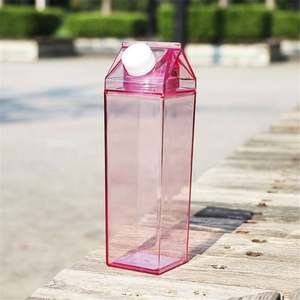 Customizable 500Ml Clear Plastic <b>BPA</b>-<b>Free</b> Drink <b>Bottle</b> Square New Design Milk Carton <b>Water</b> <b>Bottle</b> Logo Summer Halloween - Product Image 2