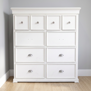 Cómoda Tradicional de 10 Cajones – Mueble de Pino Radiata y MDF Resistente para Almacenamiento de Ropa y Organización del Dormitorio, Negro/Blanco - Product Image 5