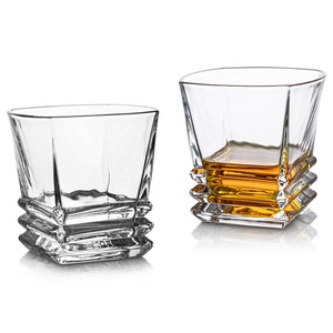 9.5oz Bar <strong>Spirit</strong> <strong>Glass</strong> Cup Square Rocks <strong>Glasses</strong> Clear Accordion Whiskey Tumbler - Product Image 6