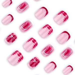 <span class=keywords><strong>Uñas</strong></span> Postizas Cortas Cuadradas <span class=keywords><strong>con</strong></span> Pétalos de <span class=keywords><strong>Flores</strong></span> <span class=keywords><strong>Rojas</strong></span> Francesas al por Mayor, 24 Piezas, <span class=keywords><strong>Uñas</strong></span> Artificiales Personalizables para Dedos - Product Image 3