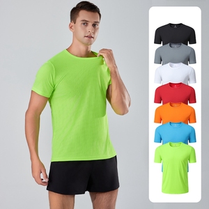 Imprimé personnalisé T-shirt en jersey de polyester 100% pour hommes à séchage rapide respirant motif solide pour l'entraînement physique - Product Image 4