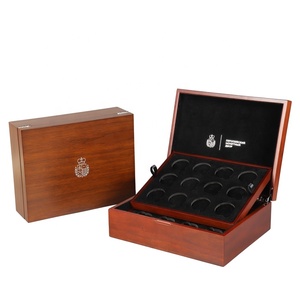 Bán Hàng Nóng Biểu Tượng Tùy Chỉnh Đồng Xu Lưu Trữ Hộp Với 3 Lưu Trữ Có Thể Tháo Rời Khay Sang Trọng Bằng Gỗ Đồng Xu Hiển Thị Hộp Carton Gói Quà Tặng Gỗ - Product Image 2