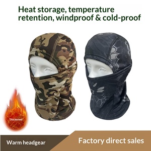 Masque facial complet chaud et résistant au froid, camouflage extérieur, capuche coupe-vent, couvre-chef pour moto, sports de plein air, unisexe, doublé polaire - Product Image 2