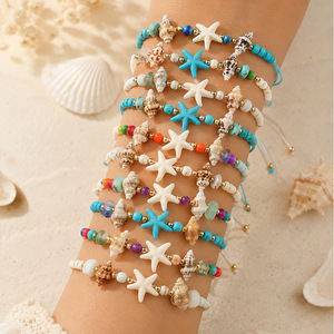 Fashion Jewelry Set <b>Beaded</b> <b>Bracelets</b> Starfish Seashell Summer Beach Ocean Style Unisex Gift - Product Image 2