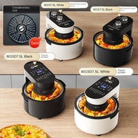 Friteuse à air en acier inoxydable de luxe 10,1-20L, écran tactile intelligent, protection contre la surchauffe, surface antiadhésive, prise américaine pour les petites cuisines
