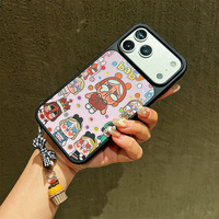 Nouvelle coque de téléphone Rainbow Gradient Cry Baby pour iPhone 17 16 15 14 Pro Max avec breloques Powerpuff Girls, chaîne et dos doré IMD laser