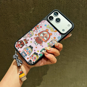 Nouvelle coque de téléphone Rainbow Gradient Cry Baby pour iPhone 17 16 15 14 Pro Max avec breloques Powerpuff Girls, chaîne et dos doré IMD laser - Product Image 4