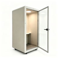 Cabines de bureau modernes à structure en acier avec éclairage LED, insonorisées, acoustiques, hauteur réglable, autoportantes, pour immeubles de bureaux et hôtels