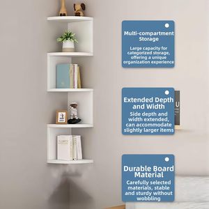 Modern No-Drill Corner <strong>Shelf</strong> Wall Mount 5-Tier Floating Bookshelf Hooks Space-Saving <strong>Zigzag</strong> Plant <strong>Shelf</strong> Bedroom - Product Image 6