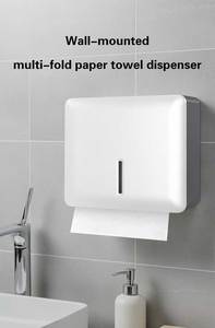 Distributeur mural de serviettes en papier pliantes en ABS blanc, support commercial pour serviettes de toilette pour hôtels, toilettes et bureaux - Product Image 2