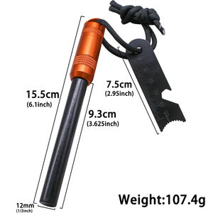 Kit allume-feu à capsule en aluminium étanche Ferrocerium Ferro Rod avec bouchon d'incendie d'urgence <span class=keywords><strong>Tinder</strong></span> <span class=keywords><strong>pour</strong></span> le camping et la randonnée - Product Image 4