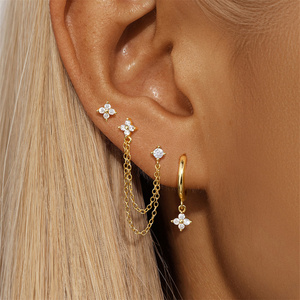 Juego de Aretes CANNER con Diseño de Gota de Agua, Borla, Estrella, Geometría, Zirconia, Aretes de Aro y Perno en Plata 925 - Product Image 3