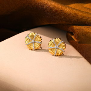 हैनन 925 स्टर्लिंग चांदी फैशन रेट्रो सूरजमुखी जिरकॉन बालियां महिलाओं के लिए क्लासिक स्टड बालियां - Product Image 2