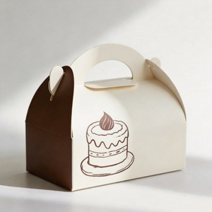 Boîtes à gâteaux, biscuits et pâtisseries personnalisées avec logo, biodégradables, en papier, avec poignée, pour fêtes et mariages - Product Image 2