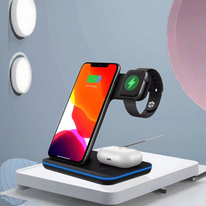 Premium7.5 W Cho <span class=keywords><strong>Qi</strong></span> Nhanh Chóng Sạc 4 Trong 1 Từ Điện Thoại Không Dây Sạc Dock Trạm Tai Nghe Cổng Đồng Hồ Đầu Vào EU Tiêu Chuẩn - Product Image 1