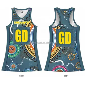 sublimierte benutzerdefinierte netball-uniformen entwerfen sie ihre eigenen schnell trocknend aline netball kleid damen billig jugend indigener netball-rock