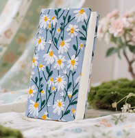 Vente en gros de cahier à reliure à spirale de taille A6 de grande valeur fleur marguerite broderie Journal littéraire Floral tissu couverture papier matériel