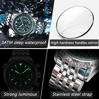 Reloj Poedagar 960 Luminoso a Prueba de Agua para Hombre, Reloj de Cuarzo Cronógrafo de Acero Inoxidable de Lujo para Hombre