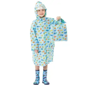 Nhanh chóng làm khô dễ thương in ấn trẻ em áo mưa cho bé trai và bé gái mưa Áo Mưa Poncho với schoolbag nơi