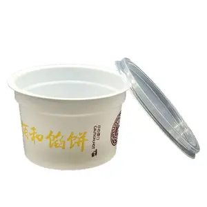Disposable white plastic porridge cup soup cup 400ml yogurt cup factory outlet