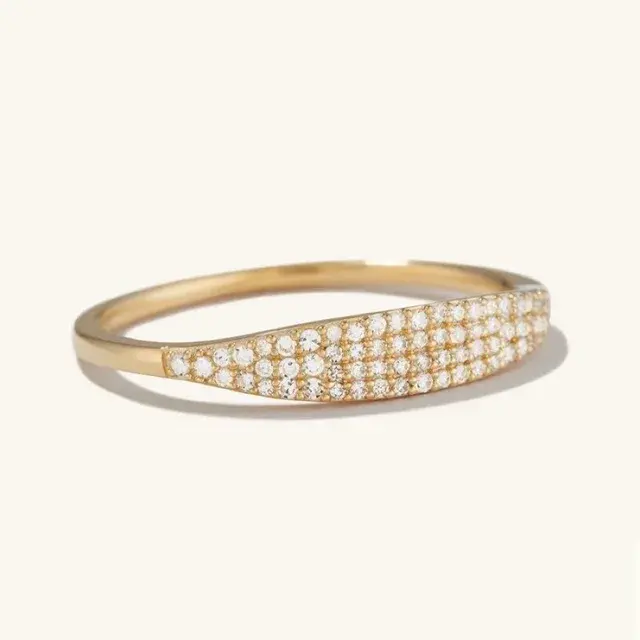 Perhiasan Fashion cincin baja tahan karat berlapis emas 18K tahan air Gratis noda mewah cantik kubik zirkonia cincin baja tahan karat untuk wanita