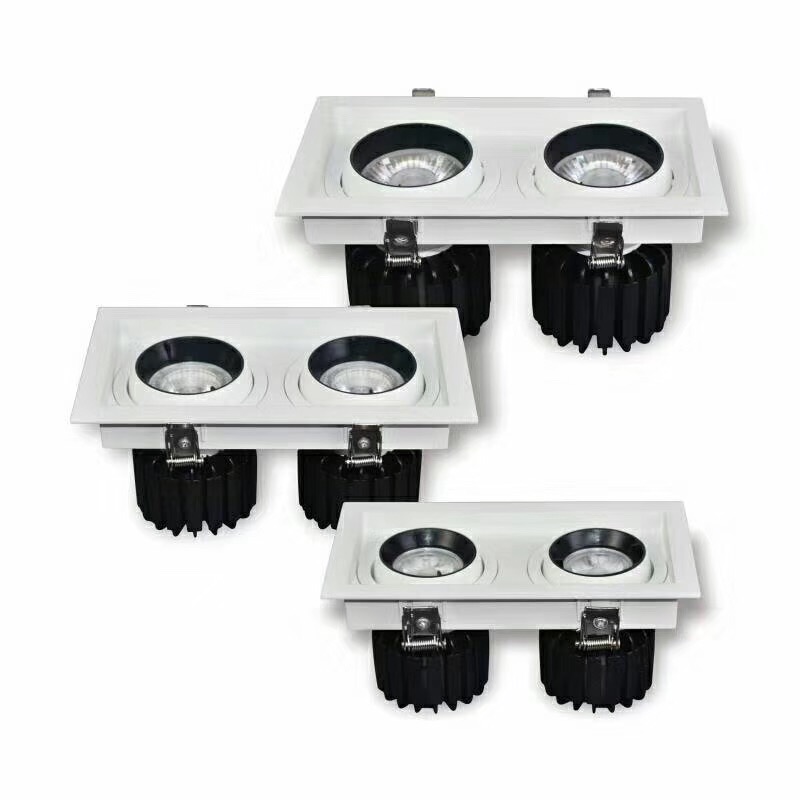 5 лет гарантии, регулируемые двойные головки лм, 2*12 Вт, 24 Вт, прямоугольные светодиодные решетчатые светильники cob