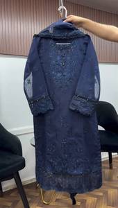Designer Embroidery Sequence Work With Cut Work Soft Organza <b>Top</b> With Bottom And Dupatta Fully Stitched Ready To Wear Set - Product Image 4
