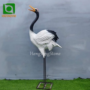 La gru decorativa della vetroresina del giardino apre l'animale selvatico della resina della statua dell'ala - Product Image 3