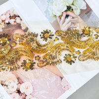 Sequin perlé broderie dentelle garniture or bordure florale à la main accessoires de couture de luxe pour robe Abaya robe de mariée tissu