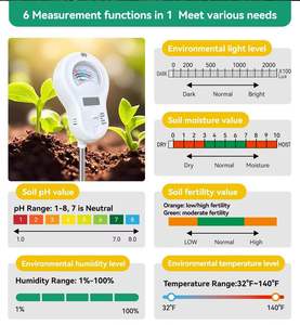 6 trong 1 Đa-Chức năng đất <span class=keywords><strong>Tester</strong></span> pH độ ẩm nhiệt độ ánh sáng mặt trời khả năng sinh sản độ ẩm Meter Tony Tony-02 15cm cho các nhà máy - Product Image 5