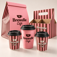 Gobelet en papier à double paroi avec logo personnalisé, estampage à chaud or métallisé, avec couvercle à bec pour café chaud, café à emporter, restaurant
