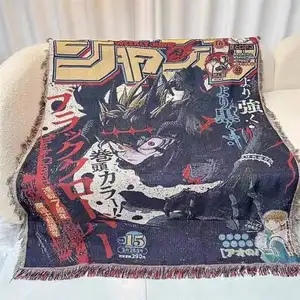 Anime Tapestry Woven Wall Hanging High Quality Woven Throw Blanket Custom Cotton Anime Tapestry