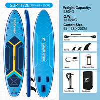 TIDETREK 350*89*15cm Planche à pagaie gonflable unisexe à 3 ailerons, Subs Supboard, planche de surf ISUP ultra large, idéale pour les débutants
