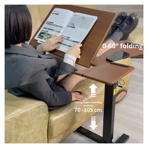 Modern <span class=keywords><strong>design</strong></span> massief houten nachtkastje Verplaatsbare liftbank Klein eenvoudig bureau Luie tafel Bed Computertafel - Product Image 1