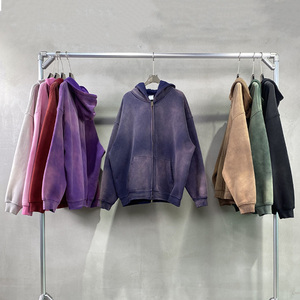 Tùy Chỉnh Trống Lông Cừu Khuấy Nhuộm Dây Kéo Đội Mũ Trùm Đầu Áo Thời Trang Dạo Phố Top Mens Axit Rửa Cổ Điển <span class=keywords><strong>Zip</strong></span>-<span class=keywords><strong>up</strong></span> Áo - Product Image 2