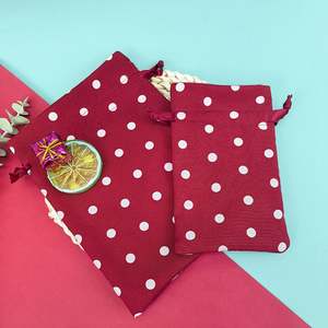 Bolsas de Regalo de Lona Reciclable Rojas Personalizadas con Logotipo, Bolsa de Almacenamiento con Cordón Interior para Guardar Cosméticos, Bodas - Product Image 2