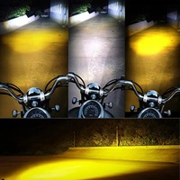 TCYATO – phares LED pour accessoires de moto, 12W, projecteur à lentille Cob, jaune et blanc, étanche