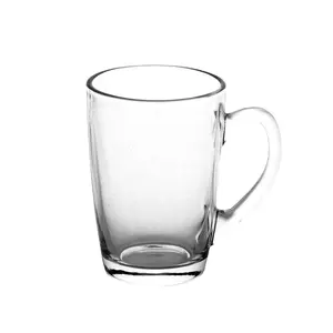 Taza de vidrio para beber, taza grande con mango liso para café y té