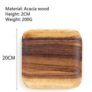 Plateau Coréen Créatif en Bois d'Acacia Écologique, Assiette Rétro pour Hôtel, Plat de Service Occidental, Ensemble de Plats et Bols, Assiette Ronde Gravée, Retour à l'École - Product Image 2