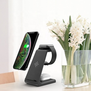 QI 10W de carga rápida 3 en 1 cargador inalámbrico para Iphone 11 Pro cargador Dock para reloj de <span class=keywords><strong>Apple</strong></span> 5 4 Los Airpods Pro <span class=keywords><strong>soporte</strong></span> de carga inalámbrico - Product Image 1
