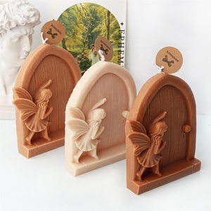 Moule en silicone rétro pour bougie en forme de porte avec fée miniature, outils de décoration de gâteaux Fée aux fleurs, moule à chocolat - Product Image 2